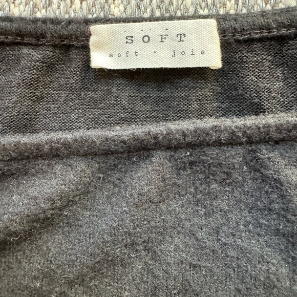 SOFT JOIE Maxi Long Sleeve Drawstring Black Dress w/ Slit - Picture 5 of 9